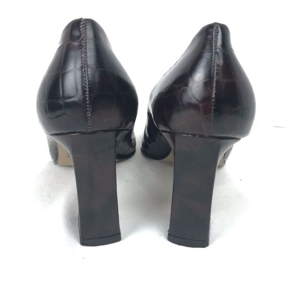 Oppus by Globo Croc Embossed Leather Block Heels Size 8.5 - Picture 6 of 8
